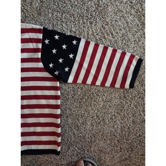 Sz Medium Marisa Canvas USA Flag Sweater 4th of July Cotton Patriotic 3/4 Sleeve - Picture 7 of 10